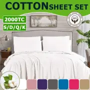2000TC Natural Egyptian Cotton Winter Thermal Bed Sheet Set Single Double Soft