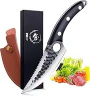 Golden Bird Meat Cleaver Knife - 5.5 Inch Viking Knife with Sheath, Carbon Steel Butcher Knives for Meat Cutting, Full Tang Japanese Chef Knives for Home, Outdoor, Gifts for Father's Day