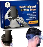 247 GROOMED Self Haircut Kit for Men | 2Pcs SelfCut Guide for Men: Neckline Shaving Template & Fade Guide | Adjustable Size Hair Fade Tool & Stable Neckline Template | Hair Cut for Kids & Seniors