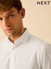 White Penny Collar Easy Care Single Cuff Smart Shirt (578394) | $40