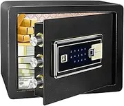 Fingerprint Safe, 1.2 Cubic Feet Jewelry Cabinet Safes Black Hidden Storage with Digital Keypad and 2 Keys,Steel Deposit Box for Protect Money Gold Valuables Documents