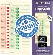 Lathem Weekly Time Cards, Double-Sided, for Lathem Model 2121/Side-Print Time Clocks, 100 Pack (M2-100)