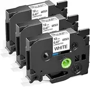 Label KINGDOM 3-Pack Replace P Touch Label Tape Compatible Brother P-Touch Standard Laminated, Black on White, 0.47 Inch (12mm) x 26.2 Feet (8m), TZ231 TZe231
