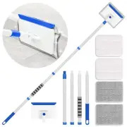 Extendable Baseboard and Wall Cleaner Tool with 4 Reusable Pads