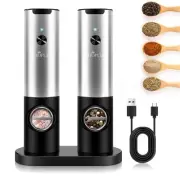 Premium Electric Salt and Pepper Grinder Set – Automatic USB Rechargeable Pep...
