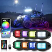 8 Pods 24-LED RGB LED Rock Lights Underbody Glow Neon Light Lamp for Polaris ATV