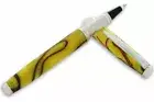 Yellow Gecko Roller Pen Solid Silver & Hard Resin Black Ink Parker Type Refill