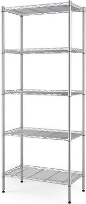 SINGAYE Storage Rack Silver 5-Tier Mesh Shelving Unit Storage Shelves Metal f...