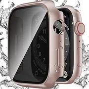 Zumyzu Waterproof Privacy Case Compatible with Apple Watch Series 6/5/4/SE2/SE 40mm with Anti-peep Screen Protector, iWatch Face Cover Protective Bumper for iWatch Case 40mm Rose Gold