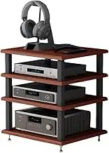 VFGFPTBTUK Table Shelf 4 Tier HiFi Rack Audio Rack Media Stand for Desktop Small Stereo Cabinet Record Player Rack Wooden Stand for Office Bedroom(Red,35cm-13.8in)