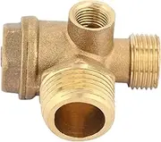 Air Compressor Check Valve, Check Valve Spare Parts Tube 3 Port Brass Male Threaded Tube Connector Tool 90 Degree Right Air Compressor Parts 3 Way T Piece Pipe Connection Tools