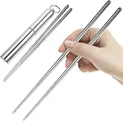 Folding Chopsticks Travel Utensils Set With Case - Stainless Steel Tableware, Retractable Chinese Chopsticks for Outdoor Cutlery, Foldable Student Noodle