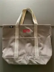 Lands End Lg Zip Top Canvas Tote Bag Grey Embroidered Monogram "EFD" NEW