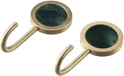 iuniq 2 Pack Adhesive Towel Hooks Gold & Green Self Adhesive Shower Hooks Heavy Duty Brass Wall Hooks Rustproof Clothes Hook Robe Holder for Bathroom Office