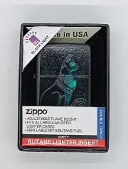 Zippo Black Light Spiritual Cat 48582 "Double Torch" refillable Butane Lighter