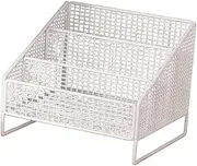 Generic Records Display Stand Desktop Organizer Sturdy Home 3 Compartment Storage Rack, Metal Display Holder for Documents Pictures, White, 26cmx22cmx24cm