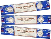 Satya Nag Champa Incense Sticks, 15g x 3 Packs, with Incense Holder for Meditation, Relaxation, Yoga