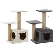 YES4PETS Beige / Grey Cat Scratching Tree Scratcher Post Pole Furniture Gym House