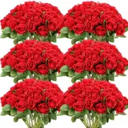 50 Pcs Artificial Rose Flower Realistic Silk Roses with Stem Bouquet of Flowe...