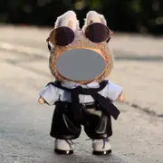 Labubu Baby Clothes 17cm Labubu Cloth Clothes Heartbeat Macaron Vinyl Face Doll Baby Clothes Replacement——style:Travel set (shirt, shawl, leather pants)