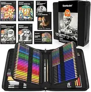 124 Pack Sketching and Drawing Pencils Set, Shuttle Art Sketch Art Pencil Set with 4 Drawing Pads, Graphite Pencils in Zipper Case, Colouring Pencils for Artist Sketching, Art Set for Adults, Beginner