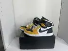 Sz 7 Nike Air Jordan 1 High Hi FlyEase "White/Yellow Ochre/White/Black" Men's