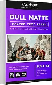 Dull 80lb Text Digital Low Gloss Paper, Double Sided C2S, Coated, Perfect for Color Laser Printing, Design Proposals, Flyers, Brochures | Matte Finish | 8.5" x 14" | 100 Sheets