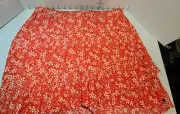Roxy Floral Elastic Waist Flowy Boho Viscose Skirt Pull On Womens Size XL