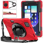 Catzon Onepiece Tablet Case for Xiaomi Pad 6 Rugged Lightweight Cover with Handle Strap Shoulder Strap-Red