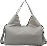 Gym Bag with Waterproof Shoe Compartment Grid for Item Organization OxfordCloth Handbags for Women Yoga Mat Bag Bag Gym, Grey