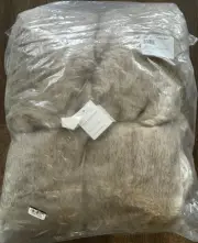 New Pottery Barn Faux Fur Mink Oversized Throw Blanket ~Tipped Taupe~ 60" x 80"
