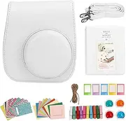 instax Camera case, instax Mini Album, PU Case with Cardstock Album Filters Hanging Frames Stickers for Fujifilm Instax Mini 12 (白)