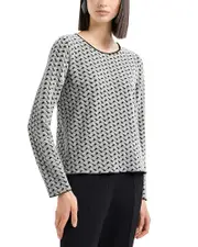 Emporio Armani Velvet Jersey Top with Geometric Motif