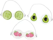CTIRCHIU 3pcs Cute Fruit Eye Cooling Masks for Boy Girl Reusable Gel Eye Patches for Puffiness Relief Comfortable and Decorative Sleep Mask Random Styles Cucumber Series