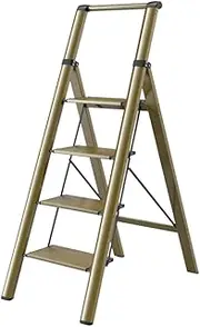 4 Step Ladder 4 Step Folding Step Stool,Lightweight Foldable Black Ladder W/Wide Pedal & Handgrip,Multi-Use Ladders for Home,Library