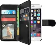 Leather Flip Case Wallet Stand Cover for Apple iPhone 7 Plus and 8 Plus (Black)