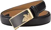[RGWYGCG] Women's Belt Ratchet Fashion, Leather Adjustable Belts for Women with Leaf Pattern Alloy Automatic Buckle