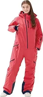 [XUQNAGG] Women's One Piece Ski Suits Windproof Jumpsuit Waterproof Warm Breathable Detachable Hood Snowsuit For Snow Sports