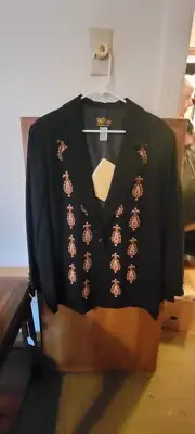 Bob Mackie Wearable Art Blazer With Embroidery Pattern