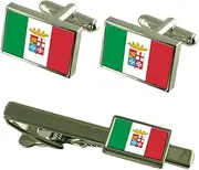 [Select Gifts] Navy Ensign Militairy Italy Flag Cufflinks Tie Clip Box Gift Set