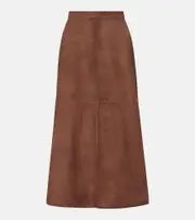 ['S Max Mara] 'S Max Mara Suede midi skirt UK 14 brown