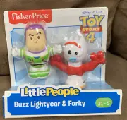FISHER PRICE TOY STORY 4 LITTLE PEOPLE BUZZ LIGHTYEAR & FORKY AGES 1.5-5 CUTE!!