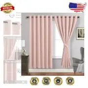 Grommet Blush Pink Blackout Curtains - Light Blocking, Noise Control, Set of 2