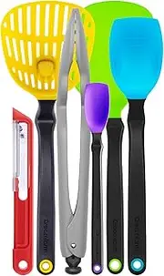 [Dreamfarm] Ultimate Set of The Best Silicone & Nylon Non-Stick-Safe Kitchen Cooking Utensils Set with Chopula, Supoons, Clongs Lite, Sharple, & Lestrain - Party Mix