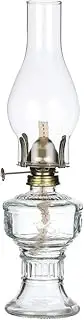Kerosene Lamp, 13'' Height Classic Kerosene Lamp Lantern Vintage Clear Glass Oil Lamp Candle Holder Lamp LED Table Lamp for Home Wedding Dinner Table Decoration Gifts