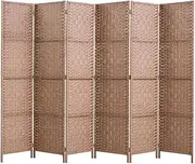 Artiss 6 Panel Room Divider, Folding Wooden Privacy Portable Screen Shelf Dividers Partition Wall Screens Home Pet Child Indoor Balcony Bedroom Furniture, Separator Water-Resistant Natural
