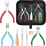 Keadic 8Pcs 4.5" Jewelry Pliers Set Contains Micro Round Nose Pliers, Wire Cutting Pliers and Chain Nose Pliers With Tweezers Jump Ring Opener for Jewelry Making Supplies Wire Wrapping Beading