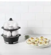 CHEFMAN Electric Double Decker 12 Egg Cooker, Boiled, Poach,Omelet, Black
