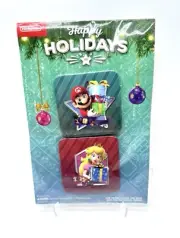 Nintendo Happy Holidays 2022 Chistmas Promo Pin Set Mario & Peach New Rare