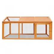 Durable Fir Wood Rabbit Hutch Chicken Coop Cage W/Strong Mesh Wire, Expansive Living Area
